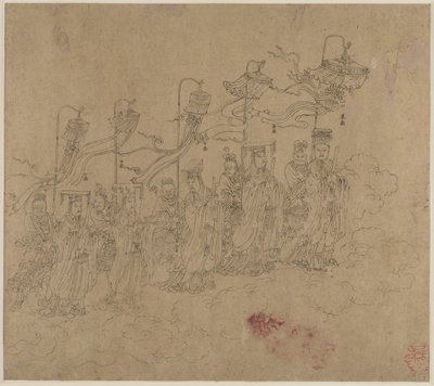 Album de thèmes taoïstes et bouddhistes : Procession des divinités taoïstes : Feuille 5 - Unknown artist