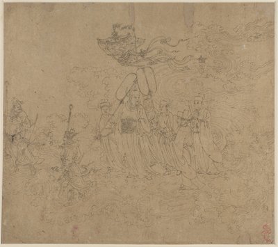 Album de thèmes taoïstes et bouddhistes : Procession des divinités taoïstes : Feuille 6 - Unknown artist