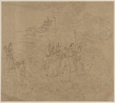 Album de thèmes taoïstes et bouddhistes : Procession des divinités taoïstes : Feuille 7 - Unknown artist