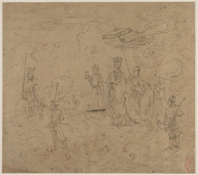 Album de thèmes taoïstes et bouddhistes : Procession des divinités taoïstes : Feuille 8 - Unknown artist