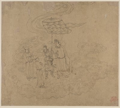 Album de thèmes taoïstes et bouddhistes : Procession des divinités taoïstes : Feuille 9 - Unknown artist