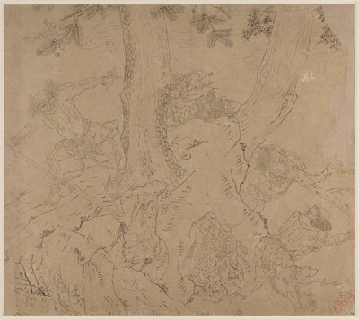 Album de thèmes taoïstes et bouddhistes : Recherche de la montagne : Feuille 46 - Unknown artist