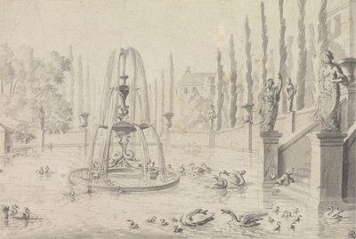 Un bassin ornemental et une fontaine - Unknown artist