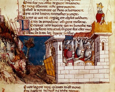 Une armée se réfugie dans un château et monte le pont-levis - Unknown artist