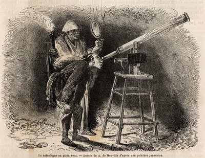 Un astrologue cherche le ciel en plein air à l