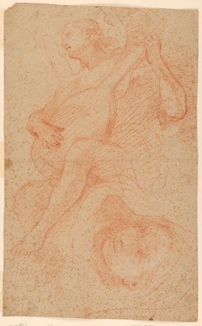 Ange jouant du luth; Verso Anges avec croix - Unknown artist