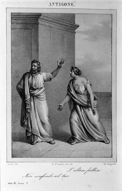 Antigone Acte IV, scène 5. Tragédie italienne de Vittorio Alfieri écrite en 1783 d