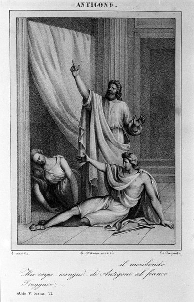 Antigone Acte V, scène 6. Tragédie italienne de Vittorio Alfieri écrite en 1783 d