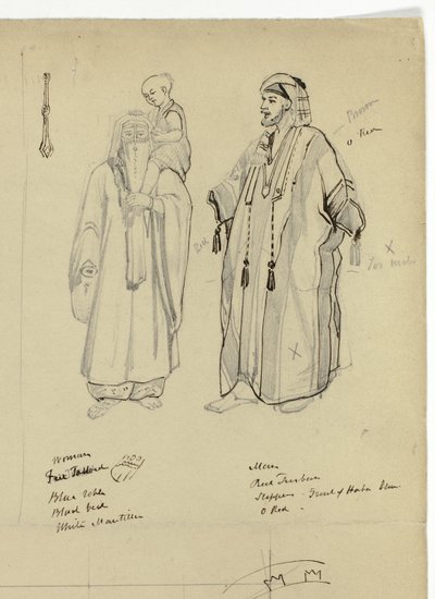 Homme arabe, femme et enfant - Unknown artist