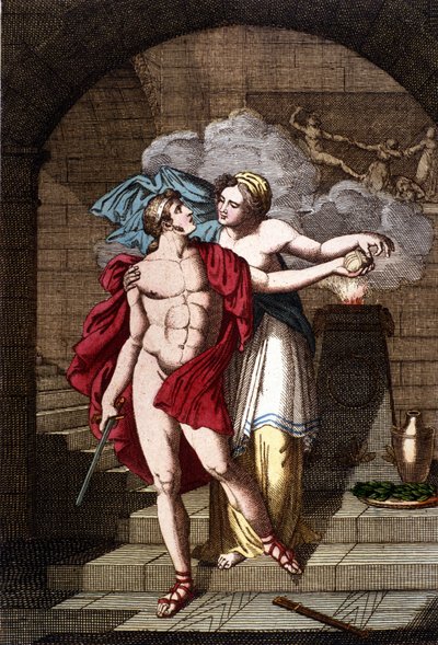 Ariane donne à Thésée le fil pour qu
