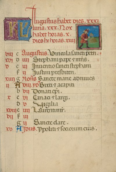 Page du calendrier du mois d
