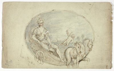 Aurore dans son char (recto) ; trois portraits masculins (verso) - Unknown artist