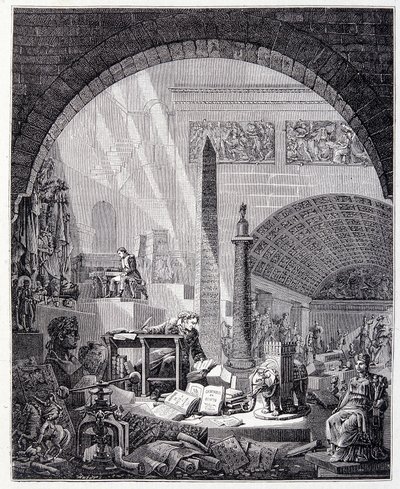 Baron Dominique Vivant-Denon à son bureau, entouré d