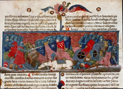 Scène de bataille, guerriers en armure s