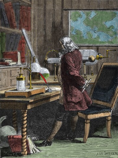 Benjamin Franklin (1706-1790), philosophe, physicien et ambassadeur américain dans son laboratoire à Philadelphie. - Unknown artist