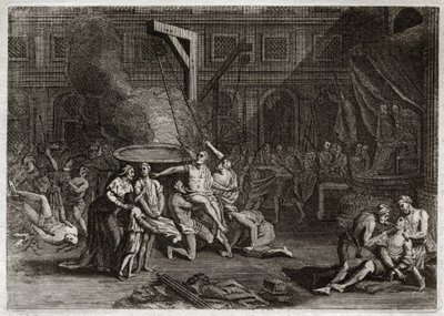 Bible de Royaumont, Ancien Testament : Martyre des Maccabées. Les sept frères Maccabées sont martyrisés plutôt que de trahir leur foi. Illustration de 1811. - Unknown artist