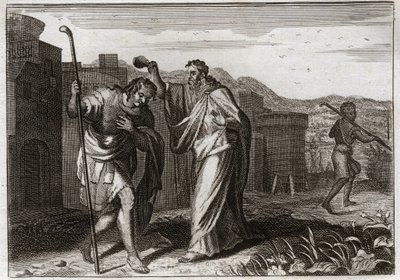 Bible de Royaumont, Ancien Testament : Rite de Saül. Samuel, sur ordre de Dieu, sacre Saül roi des Juifs. Illustration de 1811. - Unknown artist