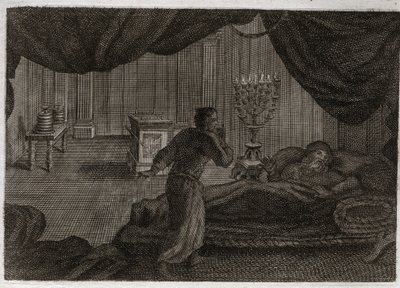 Bible de Royaumont, Ancien Testament : Samuel donné à Héli. Anne consacre le petit Samuel au Seigneur et le confie au grand prêtre Héli. Samuel, qui entend la voix du Seigneur l