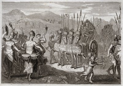 Bible de Royaumont, Ancien Testament : Triomphe de David. Après que David a vaincu le géant Goliath, les femmes d