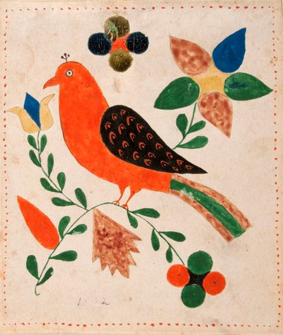 Oiseau face à gauche sur une branche fleurie - Unknown artist
