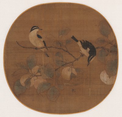 Oiseaux sur une branche de pêcher - Unknown artist