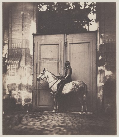 Cavalier noir devant une porte - Unknown artist