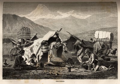 Camp bohémien. Gravure pour illustrer le voyage dans les provinces du Caucase, par Basile Vereschaguine, en 1864-1865, publié dans "Le tour du monde, nouveau journal des voyages", édité par Edouard Charton - Unknown artist