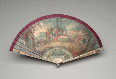 Éventail brisé avec une scène de fête en plein air, vers 1700-25 - Unknown artist