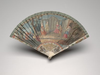 Éventail brisé avec une scène de la Comédie-Italienne, vers 1700-25 - Unknown artist
