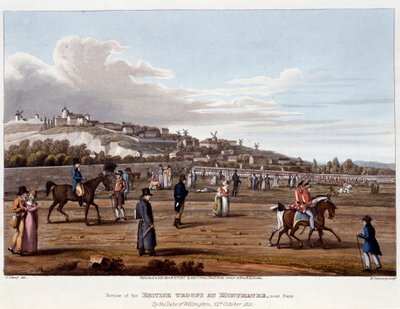 Troupes britanniques à Montmartre - dans « Anecdotes historiques, militaires et navales et incidents survenus aux armées de Bretagne et leurs alliés se terminant à Waterloo », par Ed. Orme, ill. par Fry, Sutherland Clark, Dubourg, Heath, Atkinson, éd. 1819 - Unknown artist