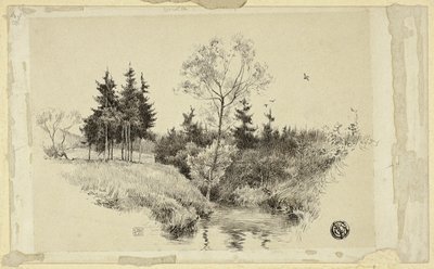Ruisseau dans la forêt - Unknown artist
