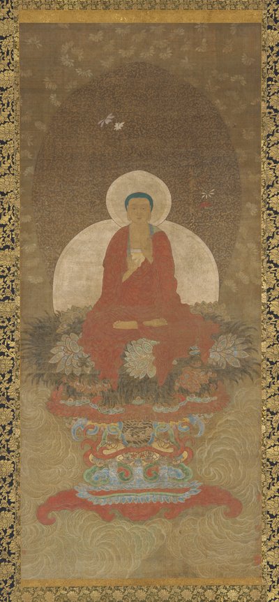 Bouddha en trône sur un tapis de Kusa - Unknown artist