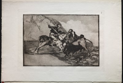 Corridas : La manière dont les anciens Espagnols chassaient les taureaux à cheval en pleine campagne - Unknown artist