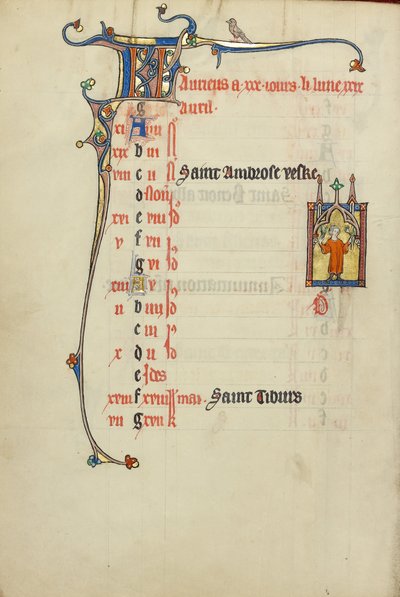 Page du calendrier pour le mois d