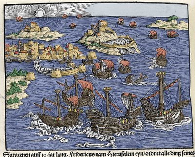 Capture de Jérusalem par les armées sarrasines en février 638. Dans « Den Edlen Strengen Besten Fromen » par Johann Stumpff - Unknown artist
