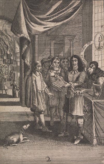 Dessin animé montrant Charles II et le feu - Unknown artist