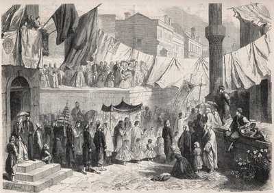 Procession catholique dans les rues de Constantinople à l