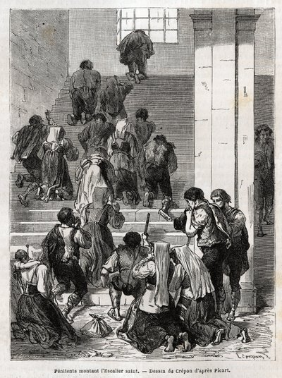 Pénitents catholiques montant l