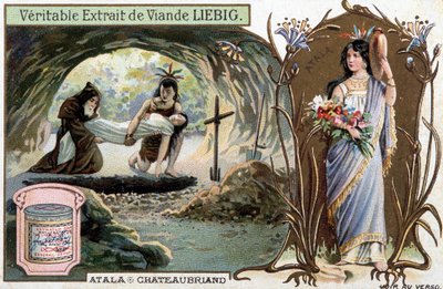 Chactas et le père Aubry enterrent Atala et portrait de l