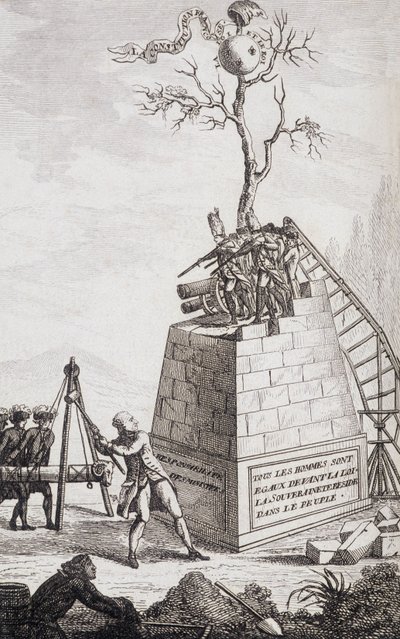 Charge contre Necker - Frontispice dans « Supplément à la vie privée et ministère érielle de M. Necker, Directeur général des Finances » par un citoyen, éd. Pellet, Genève - Unknown artist