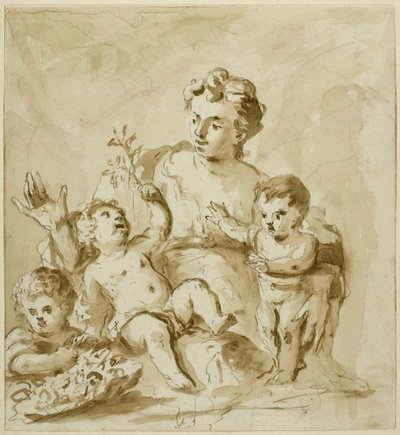Charité avec la mère (Mère avec trois enfants) - Unknown artist