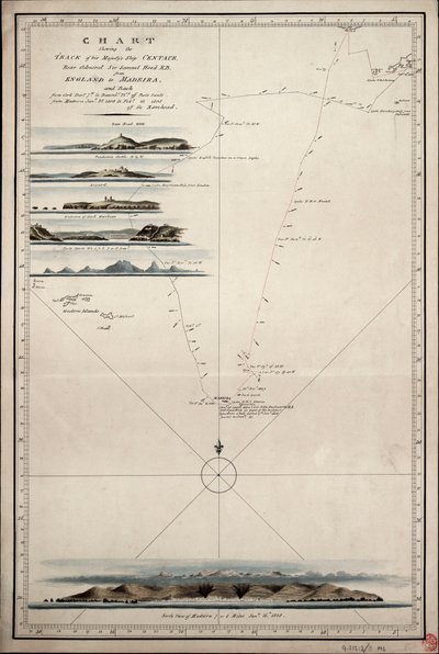 Carte montrant la trace du navire de Sa Majesté 