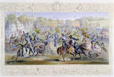 Tournoi chevaleresque - dans "Knight of England" par J. Whatman, éd. T. M