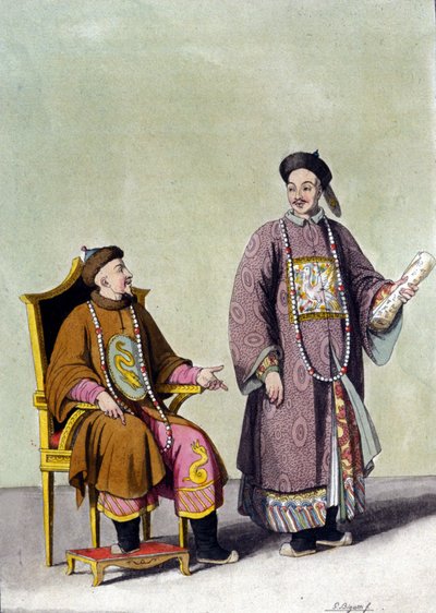 Empereur tartare chinois avec son mandarin - dans « Le costume ancien et moderne » par J. Ferrario, éd. Milan - Unknown artist