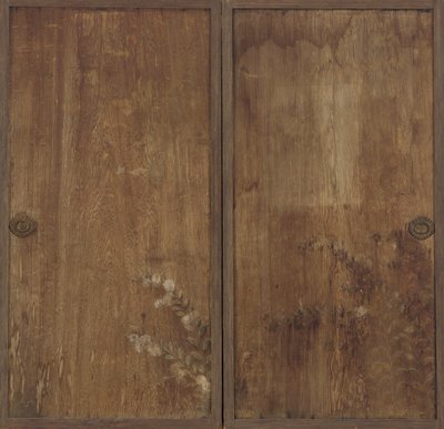 Chrysanthèmes peints sur une paire de portes en bois - Unknown artist