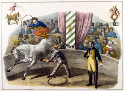 Scène de cirque, écuyer faisant des acrobaties - Unknown artist