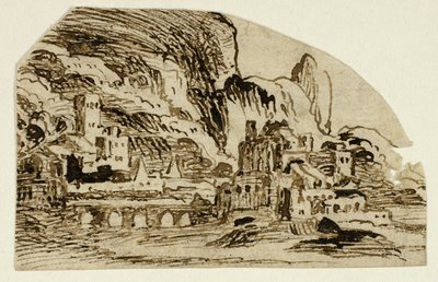 Citadelle et pont dans les montagnes - Unknown artist
