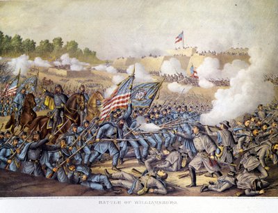 Guerre civile américaine (1861 - 1865) : 05/05/1862. Bataille de Williamsburg. Gravure. - Unknown artist