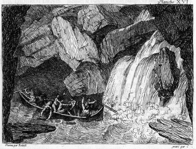 Gravure sur cuivre dans "Voyage pittoresque et navigation. Exécuté en partie sur le Rhône, réputé non navigable" 1795. par Boissel De Monville Thomas Charles. - Unknown artist
