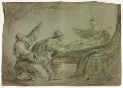 Couple en costume antique, pleurant leur fils mort - Unknown artist